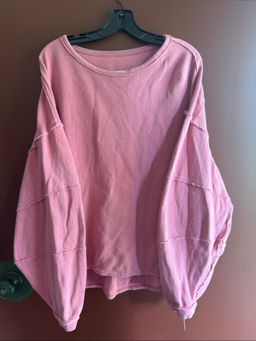 We The Free Women's Pink Oversized Ribbed Sweatshirt